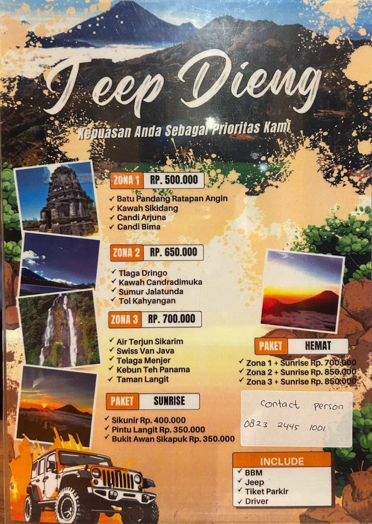 Paket harga Jeep Dieng